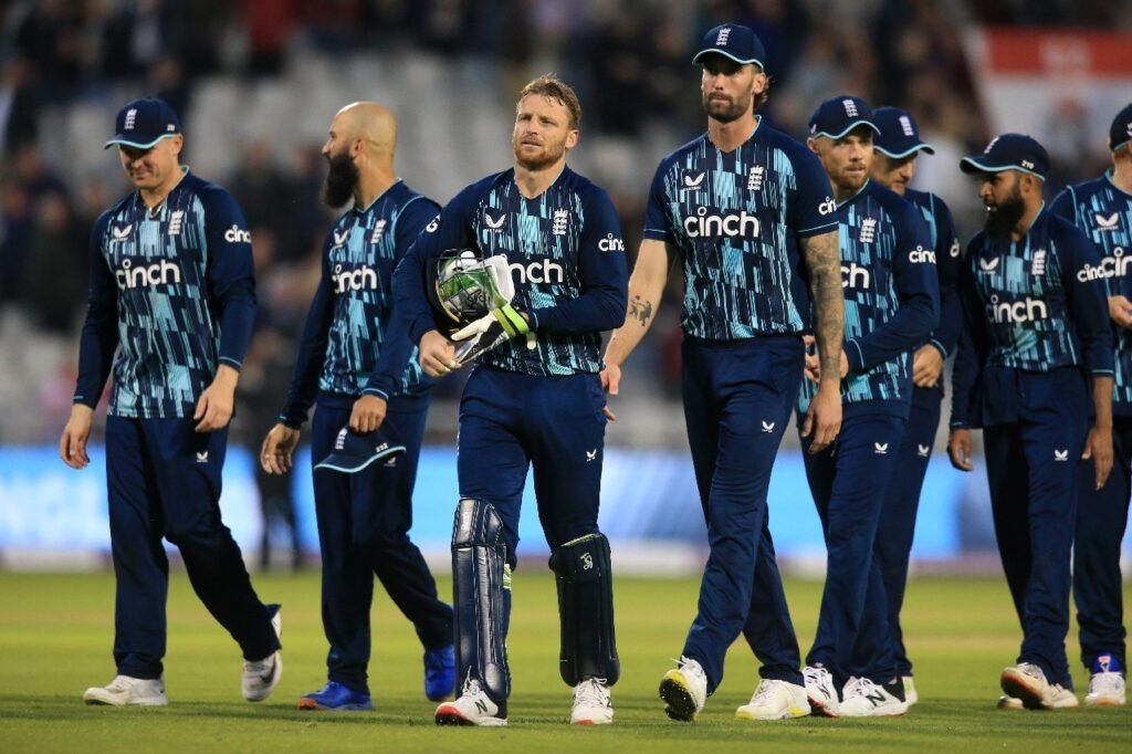 England cricket team celebrates record 498 runs, highest team score in ODI history.